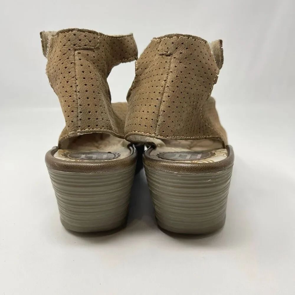 Fly London Yala Perforated Wedge Sandal Beige Women’s Size Us 9 EU 40 - Picture 8 of 11